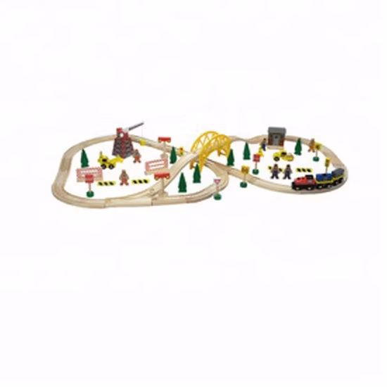 Conjunto de trem de madeira 50 PCS Conjunto de trilhos de trem