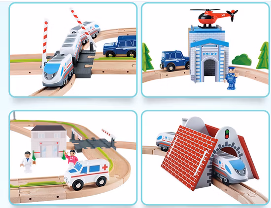 Conjunto de jogos ferroviários de madeira de 149 PCS para brinquedo de trem infantil